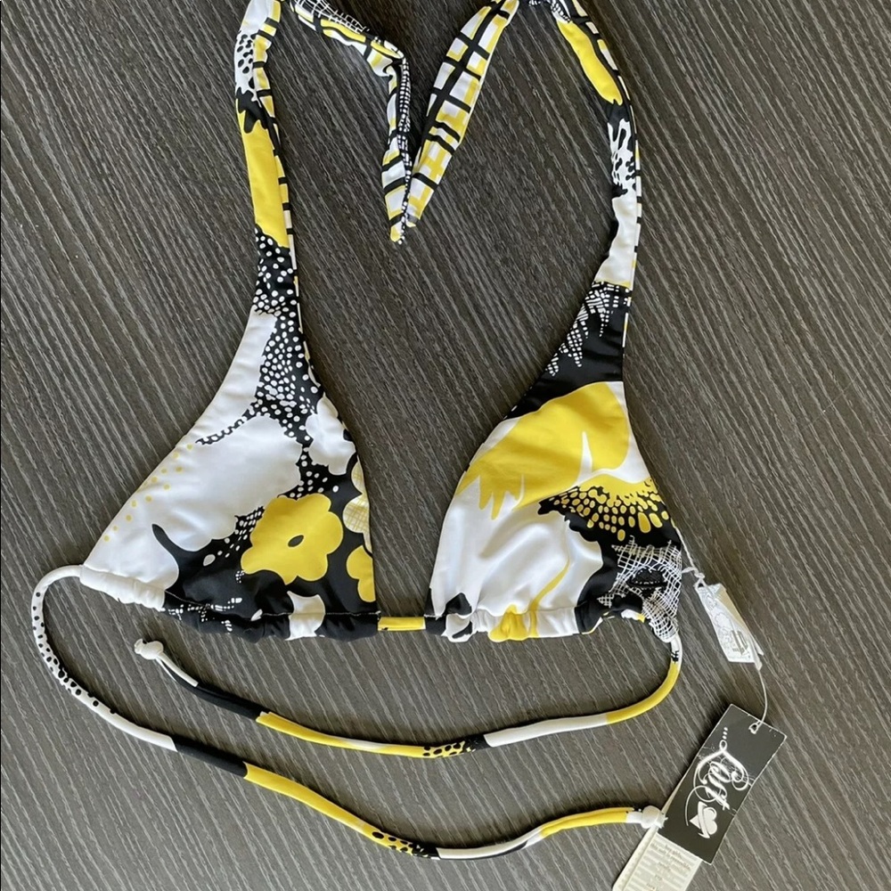 LOST Reversible 🌼 Floral Checkered Striped Swimsuit Bikini Top Medium